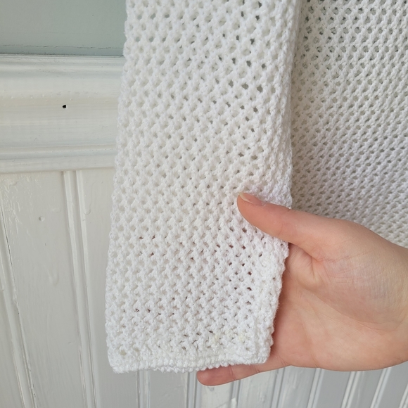 Vintage Ivory Loose Open Knit Mesh Netted See Through Sweater Top Sz Small - Picture 11 of 14